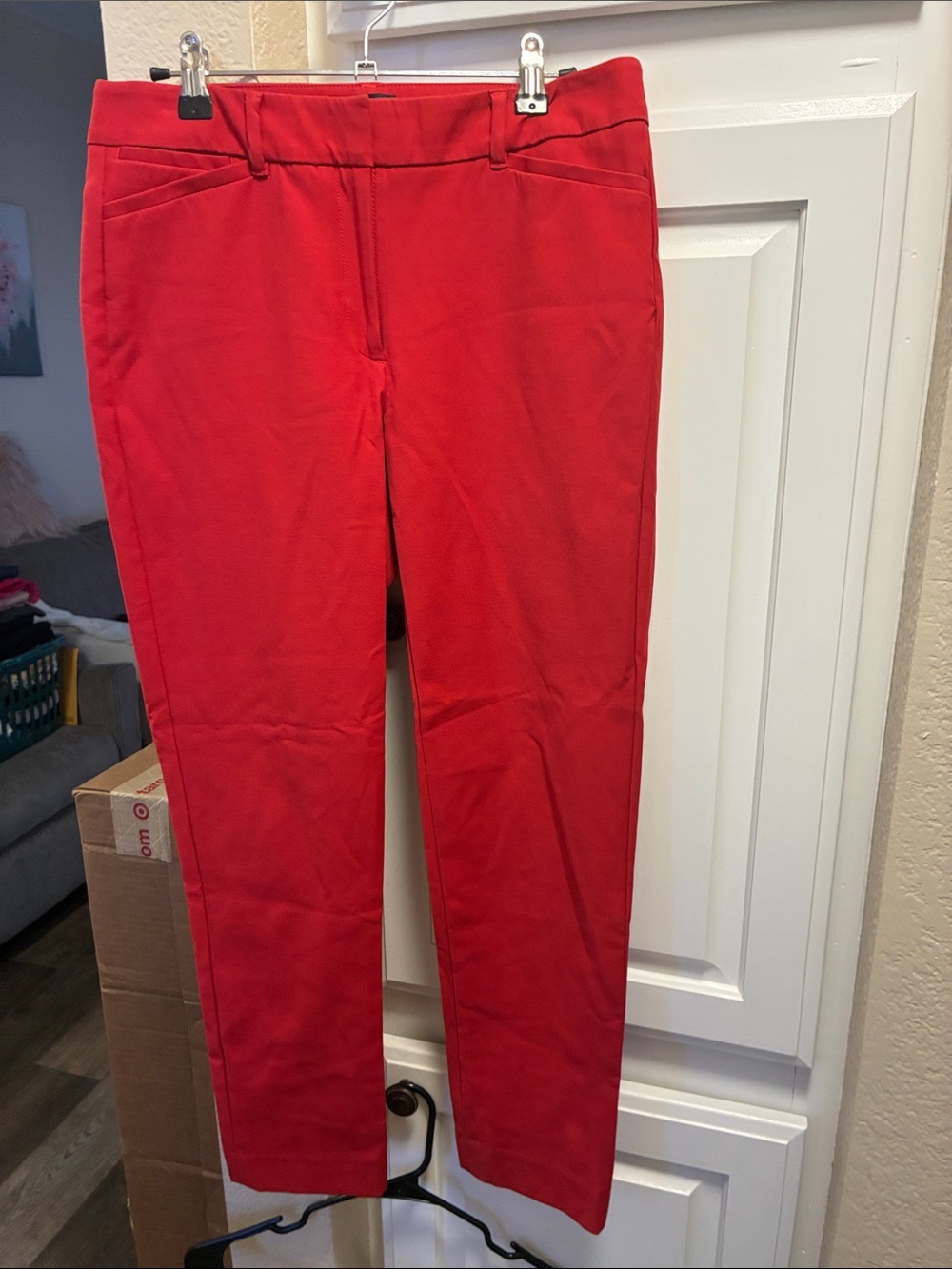 White House Black Market red the slim ankle dress pants